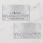 Glitter Minimale Pearly Silver Grey Vip Visitekaartje (Voorkant / Achterkant)