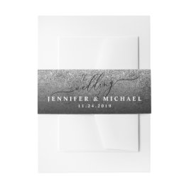 Glitter minimale schone eenvoudige monogram naam uitnodigingen wikkel