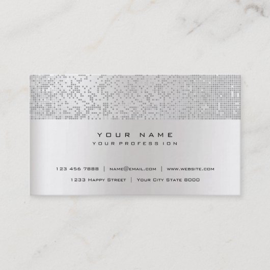Glitter Minimale Vroege IT CYBER Zilvergrijze Vip Visitekaartje (Voorkant)
