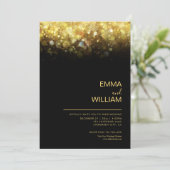 Glitter Minimalistisch Modern Goud en Zwart Bruilo Kaart (Staand voorkant)