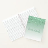 Glitter Mint Green Script Social Butterfly Notitieboek (Binnen)
