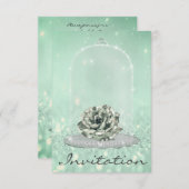 Glitter Mint Green Tiffany Diamond Roos Sweet 16th Kaart (Voorkant / Achterkant)