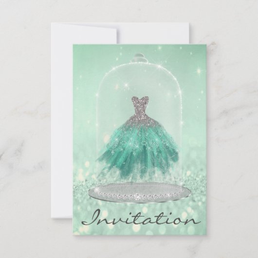 Glitter Mint Green TiffanyDiamond Dress Sweet 16th Kaart (Voorkant)