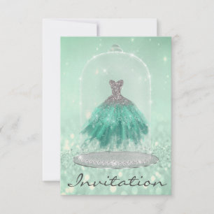 Glitter Mint Green TiffanyDiamond Dress Sweet 16th Kaart
