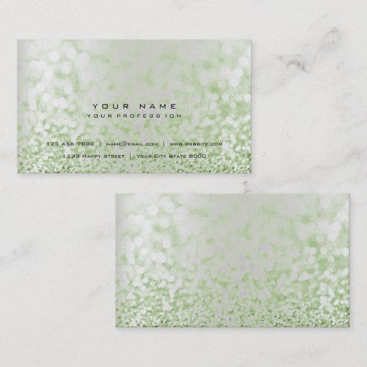 Glitter Mint Minimale Pearly Silver Grey Vip Visitekaartje (Voorkant / Achterkant)