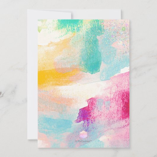 Glitter Mitzvah Inv penseelkleurige holografische Kaart (Achterkant)