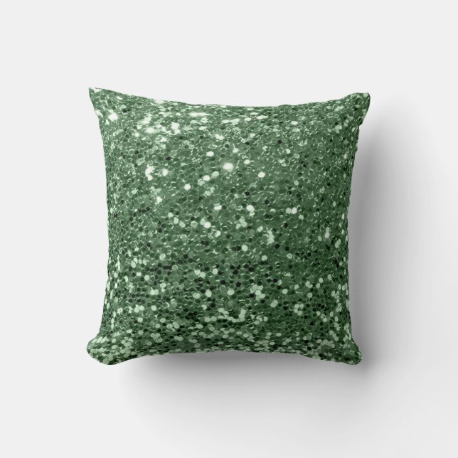 Glitter Mode Sequin Blush Grass Green Glam Kussen (Voorkant)