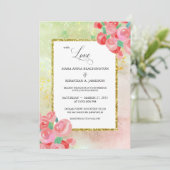 *~* Glitter Modern Abstract Bloemen Mint Blush Kaart (Staand voorkant)