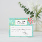 *~* Glitter Modern Floral Abstracte bruiloft RSVP (Staand voorkant)
