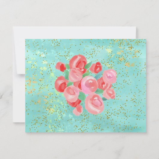 *~* Glitter Modern Floral Abstracte bruiloft RSVP (Achterkant)