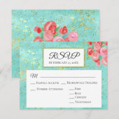 *~* Glitter Modern Floral Abstracte bruiloft RSVP Kaartje (Voorkant / Achterkant)