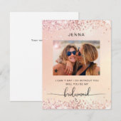 Glitter Modern Foto "Will you be my bridesmaid" (Voorkant / Achterkant)