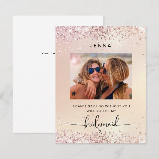Glitter Modern Foto "Will you be my bridesmaid" (Voorkant / Achterkant)