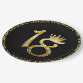 Glitter Modern Glam 18th Crown Birthday 18 Papieren Bordje (Gekanteld)