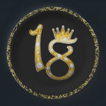 Glitter Modern Glam 18th Crown Birthday 18 Papieren Bordje<br><div class="desc">Pas met om het even welke tekst voor om het even welke gebeurtenis aan.</div>