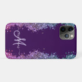 Glitter Modern Monogram Paars Turquoise Blauw Glan Case-Mate iPhone Case (Achterkant (horizontaal))
