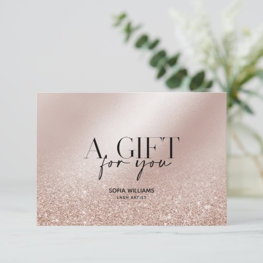 Glitter Modern Roos Gold Certificaat Gift Kaart (Staand voorkant)