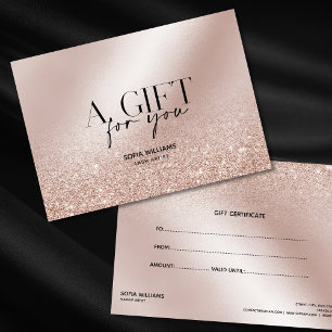 Glitter Modern Roos Gold Certificaat Gift Kaart