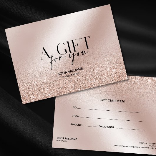 Glitter Modern Roos Gold Certificaat Gift Kaart