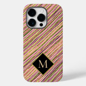 Glitter Modern Stripes Monogram Gold Glitter Case-Mate iPhone Case (Achterkant)