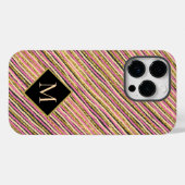 Glitter Modern Stripes Monogram Gold Glitter Case-Mate iPhone Case (Achterkant (horizontaal))