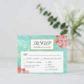 *~* Glitter Moderne Abstracte Bloemen Huwelijk RSV RSVP Kaartje (Staand voorkant)