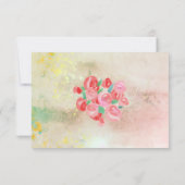 *~* Glitter Moderne Bloemen Mint Blush Wedding RSV RSVP Kaartje (Achterkant)
