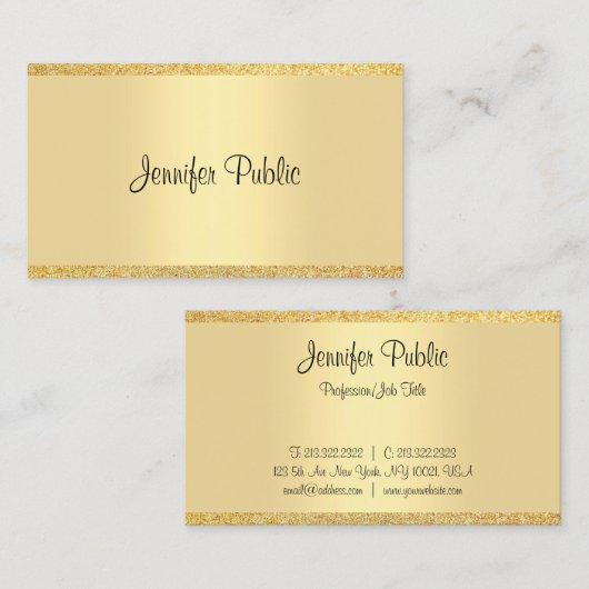 Glitter Moderne Sjabloon met gecalligrafeerd Scrip Visitekaartje (Voorkant / Achterkant)