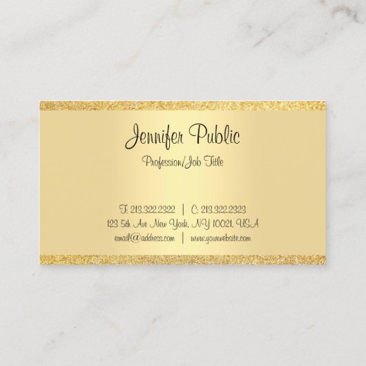 Glitter Moderne Sjabloon met gecalligrafeerd Scrip Visitekaartje (Achterkant)