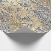 Glitter Molten Roos Gold Marble Silver Metallic Cadeaupapier (Hoek)
