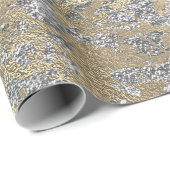 Glitter Molten Roos Gold Marble Silver Metallic Cadeaupapier (Rol Hoek)