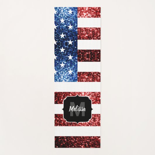 Glitter Monogram (Amerikaanse vlag) Yogamat (Voorkant)
