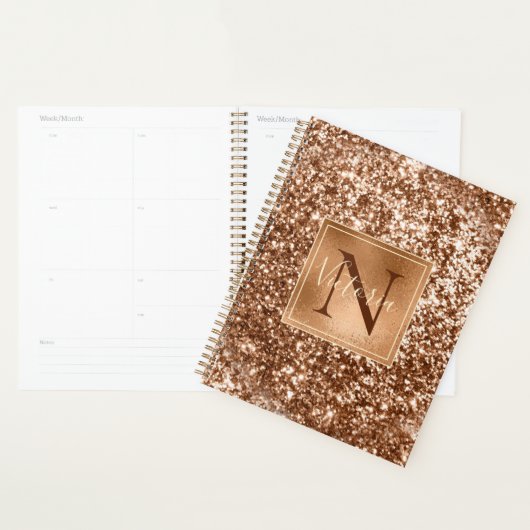 Glitter Monogram Bling Name Glam koper Planner (Display)