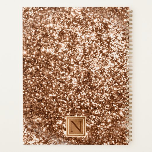 Glitter Monogram Bling Name Glam koper Planner (Achterkant)