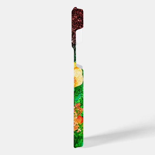 Glitter monogram bloem boeket iPhone hoesje (Linkerkant)