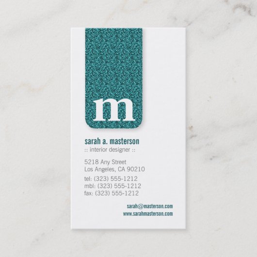 Glitter Monogram Designer Visitekaartje (pauock) (Voorkant)