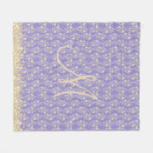Glitter Monogram Goud Bloemen op Lavendel Fleece Deken (Voorkant (Horizontaal))