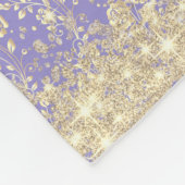 Glitter Monogram Goud Bloemen op Lavendel Fleece Deken (Hoek)