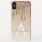 Glitter Monogram goudbruinkoolbrij Case-Mate iPhone Case (Achterkant)