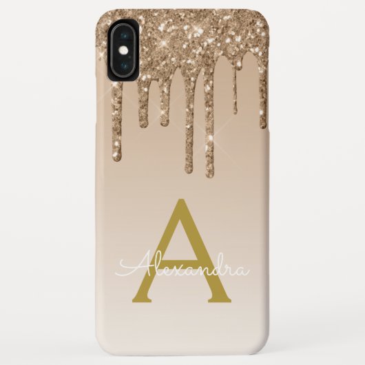 Glitter Monogram goudbruinkoolbrij Case-Mate iPhone Case (Achterkant)