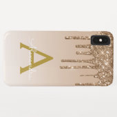 Glitter Monogram goudbruinkoolbrij Case-Mate iPhone Case (Achterkant (horizontaal))