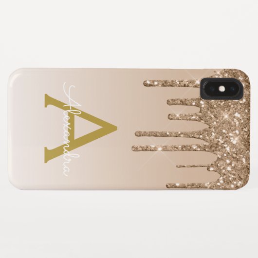 Glitter Monogram goudbruinkoolbrij Case-Mate iPhone Case (Achterkant (horizontaal))