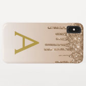 Glitter Monogram goudbruinkoolbrij Case-Mate iPhone Case (Achterkant (horizontaal))