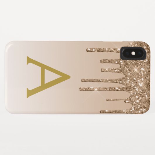 Glitter Monogram goudbruinkoolbrij Case-Mate iPhone Case (Achterkant (horizontaal))