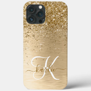 Glitter-monogram goudpenseel Case-Mate iPhone case