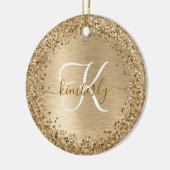 Glitter-monogram goudpenseel keramisch ornament (Links)