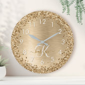 Glitter-monogram goudpenseel ronde klok