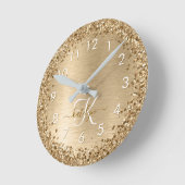 Glitter-monogram goudpenseel ronde klok (Hoek)