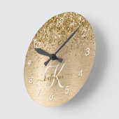 Glitter-monogram goudpenseel ronde klok (Hoek)