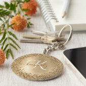 Glitter-monogram goudpenseel sleutelhanger (Zijkant)